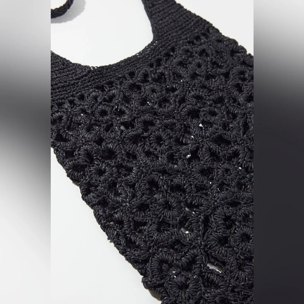 Urban Outfitters UO black raffia hobo woven bag purse farmers market new tags